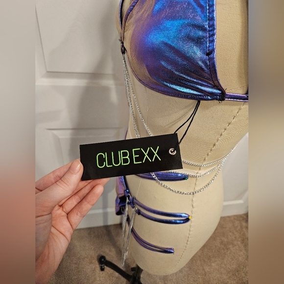 Club Exx Strappy Iridescent Rave Bikini Set Size M - Picture 3 of 5